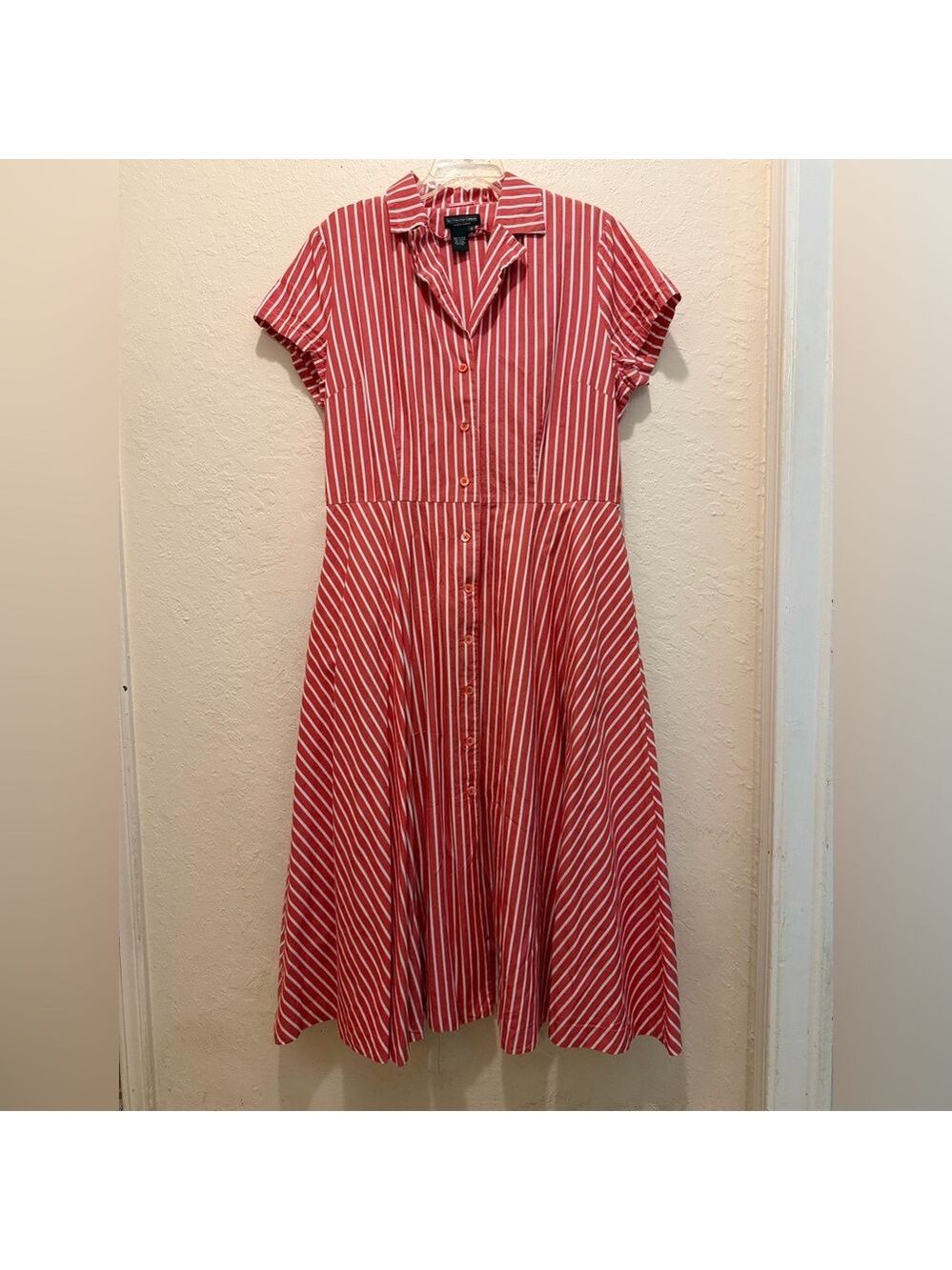 J Peterman Company Striped Dress with Pockets cruise vacation beach holiday - Picture 2 of 6